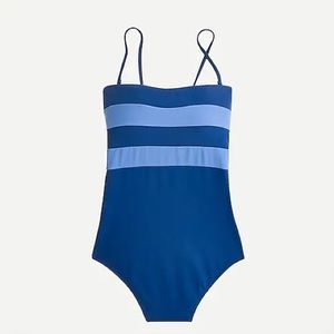 J-Crew Colorblock bandeau one-piece suit